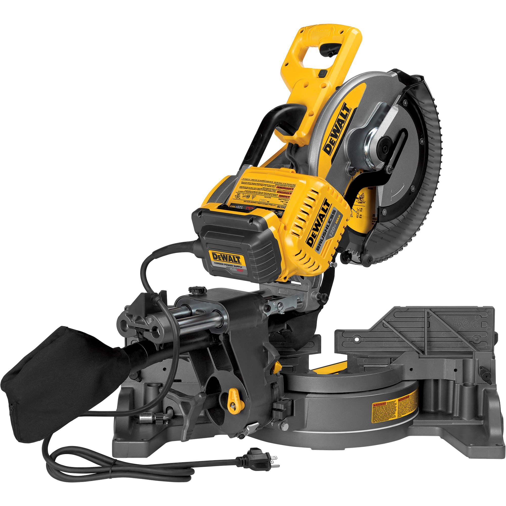 DEWALT FLEXVOLT 120 VOLT MAX 12in. Double Bevel Sliding Compound Miter Saw — With 120 Volt AC Adapter, Model# DHS790AB